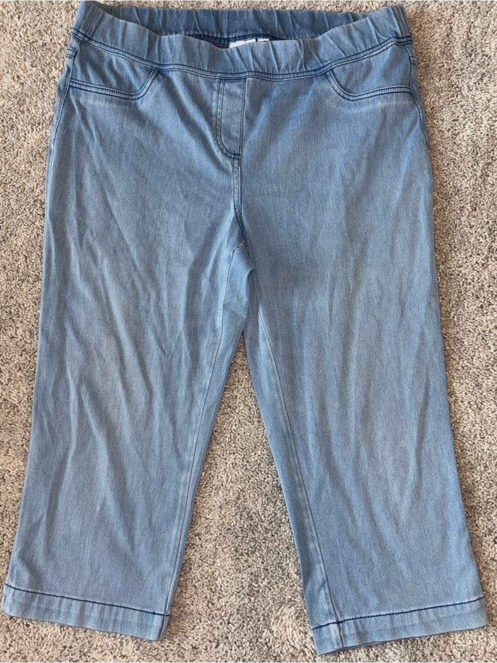 Kim Rogers Light Wash Denim Capris Cropped Pull On Jegging Pants 12